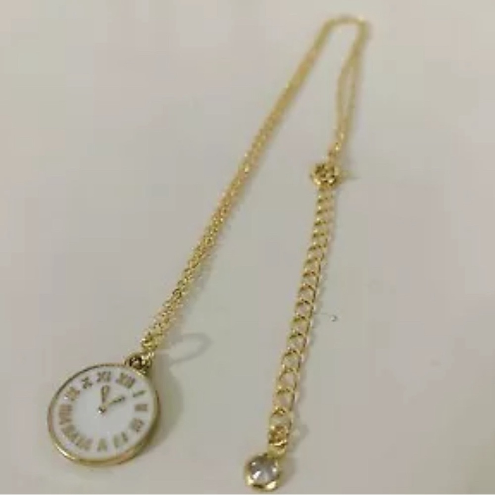 Tiny Gold Clock Necklace